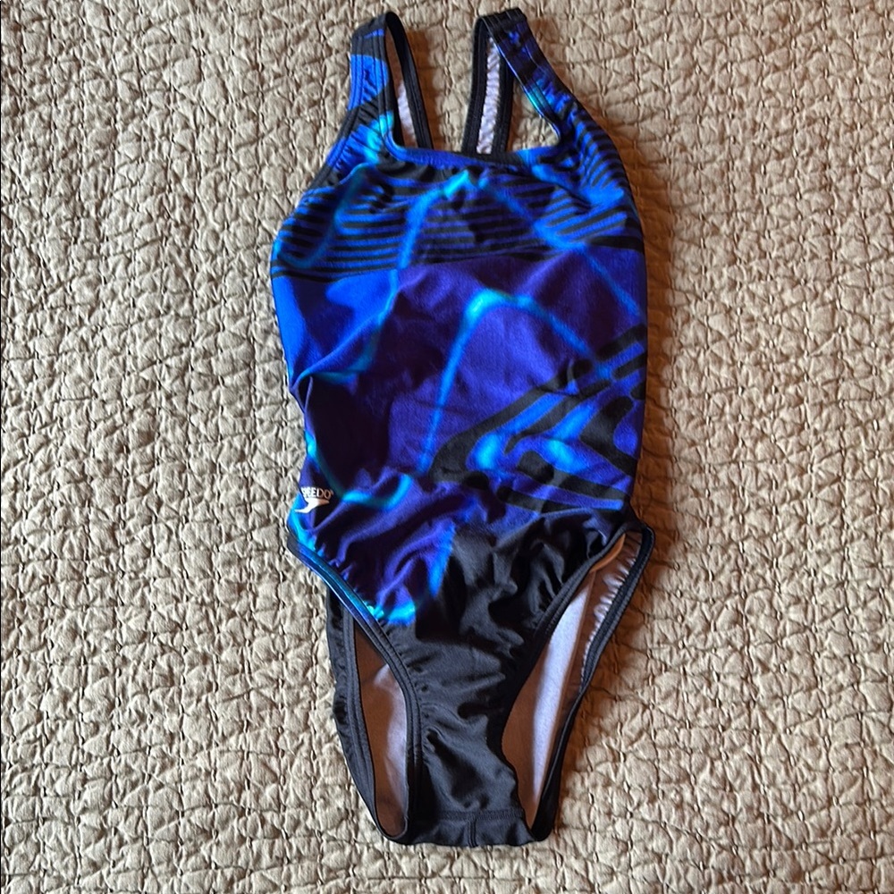 Blue and Black One Piece Swimsuit